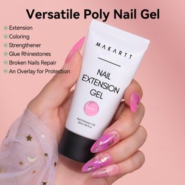 Makartt Poly Nail Gel Set: Sheer & Neon Pink Gel Builder for Extension Nail Strengthener 3D Diy Hard Gel for Nails Home Nail Art DIY Salon-2PCs 30ML