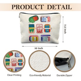 Likjad Sardines Tin Beach Makeup Bag, Coastal Sardine Fish Cosmetic Bags for Women, Fish Lover Gifts Makeup Pouch, Nautical Beachy Ocean Zipper Pouch