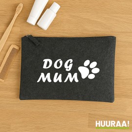 Huuraa Kulturbeutel Dog Mum Tapse Geschenk 1 Liter Charcoal Filz Dog Mum Geschenkidee