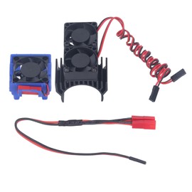 DC 5V RC Heat Dissipation High Velocity Fan Motor Cooling Fan Set for Traxxas Slash 4×4 VXL 1/10 RC Car (Black)