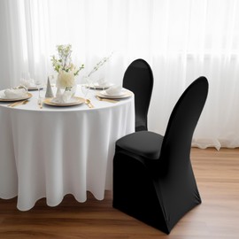 WASIRL Black Chair Covers 10 pcs Stretch Spandex Chair Covers Universal Fitted Chair Cover Protector for Wedding,Party, Banquet, Holidays, Celebration, Decoration（Black, 10 PCS）