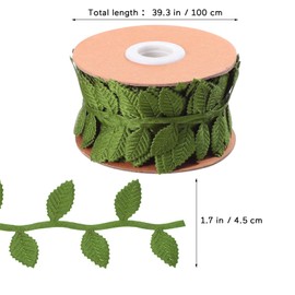 SHINEOFI Leaf Ribbon, Fabric Ribbons 1 Roll Green Leaf Ribbon Artificial Green Ribbons Olive Leaf Trim Ribbon Fake Vines Decorative Rope Leaf String Green Leaf Trim for Crafts