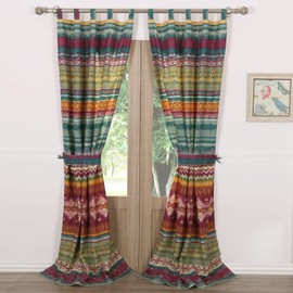 Greenland Home Southwest Curtain Panel Pair, 84 x 84 inches, Siesta