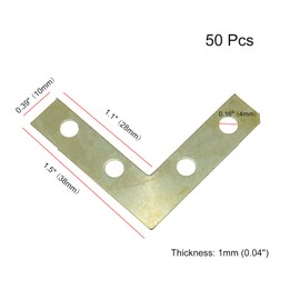 Pastlla 50Pcs Corner Brace 4 Holes Flat Corner Braces L Shape Repair Bracket L Shape Repair Plates Joint Bracket for Paintings, Photos Frame, Artwork, Home Decor, Clock 1.5" x 1.5" (Gold)