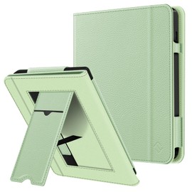 Fintie Case for Tolino Vision Color (2024)/Vision 6 (2021) & Kobo Libra Colour (2024)/Libra 2 (2021) 7 Inch - Kickstand Case with Card Slot Wrist Strap and Auto Sleep/Wake, Pastel Green