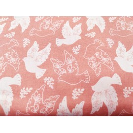 Animal Cotton Fabric – 100% Cotton Poplin, 44” Wide – Animal Nursery Themed Material for Sewing, Quilting, Crafts, Kids Nature Fabric Baby Nursery (Pink Doves, Metre)