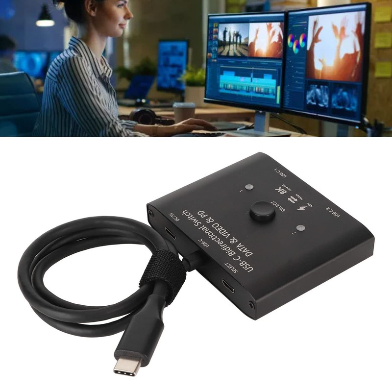 USB C Switch, Bi Directional USB C Switcher 2 in