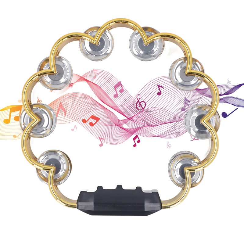 Tambourine Double Row Floral Design Percussion Jingles Hand Instrument for