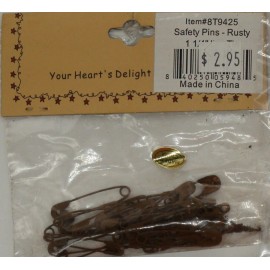 150 Primitive 1-1/4" Rusty Tin Look Safety Pins ~ Craft Supplies (6 Pack of 25)