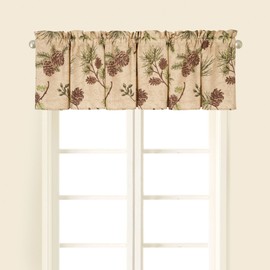 C&F Home Woodland Retreat Curtain Valance Window Treatment Curtains Pinecone Decor Decoration Cabin Rustic Lodge Brown Green Cotton for Living Room Kitchen Valance Set of 2 Tan