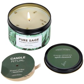 Premium Pure Sage Candle, Natural Soy Wax Blend with Cotton Wick, Phthalate-Free Scent, 35-Hour Burn, Aromatherapy Candle for Home Energy Cleansing & Negativity Protection