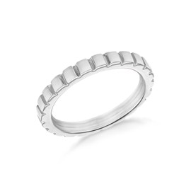 Tuscany Silver Women's Sterling Silver Rhodium Plated Square Patterned Band Ring, Size N