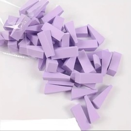 HealthyMoov Set of 50 make-up sponges with purple and purple coloured sponges ideal for make-up, nail art triangular shape, perfect for make-up or nails.
