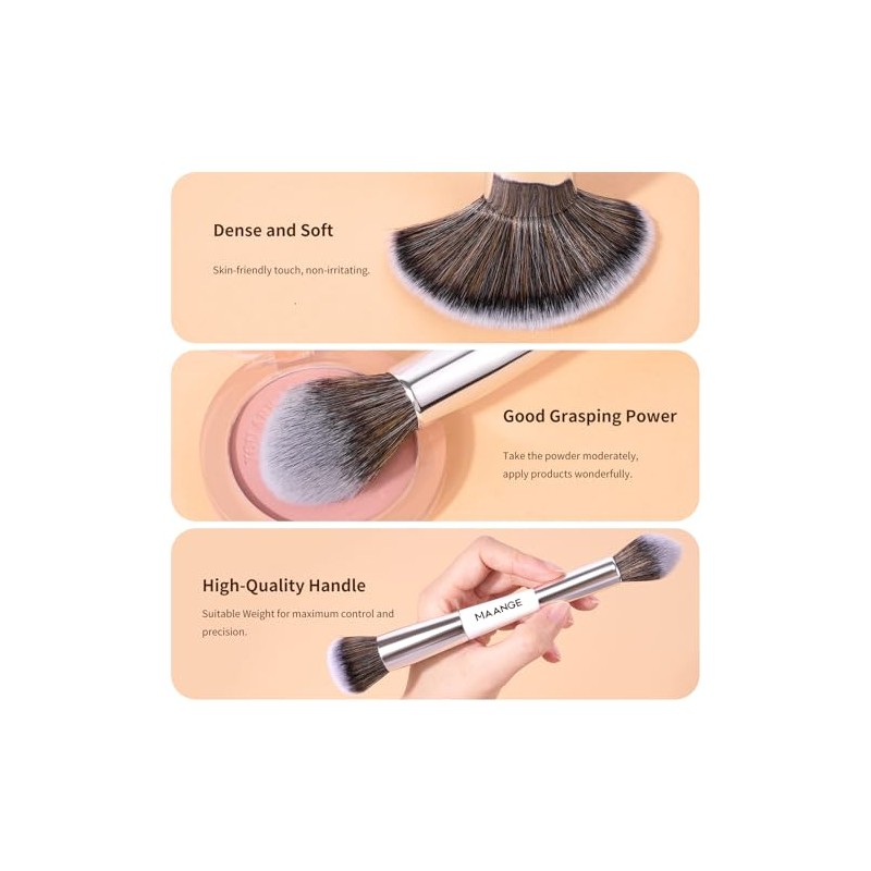 MAANGE 12PCS Brochas para Maquillaje de Doble Punta Profesional Premium,