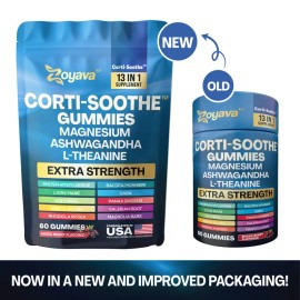 Zoyava Corti-Soothe Gummies – Cortisol & Stress Support with Magnesium, L-Theanine, Lion’s Mane & 10+ Ingredients | Mixed Berry | 60 Gummies