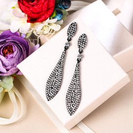 EVER FAITH Women's Austrian Crystal 2 Leaf Tear Drop Earrings for Party Wedding, Crystal, Crystal