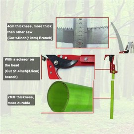 INTBUYING Manual Pole Saw, 7-26 ft Extension Tree Pole Pruner, 2 In 1 Tree Scissor Saw and Scissor for High Branches Trimming Garden Tools Loppers Hand Pole Saws Tree Pruner Pole Saw Trimmer Branches