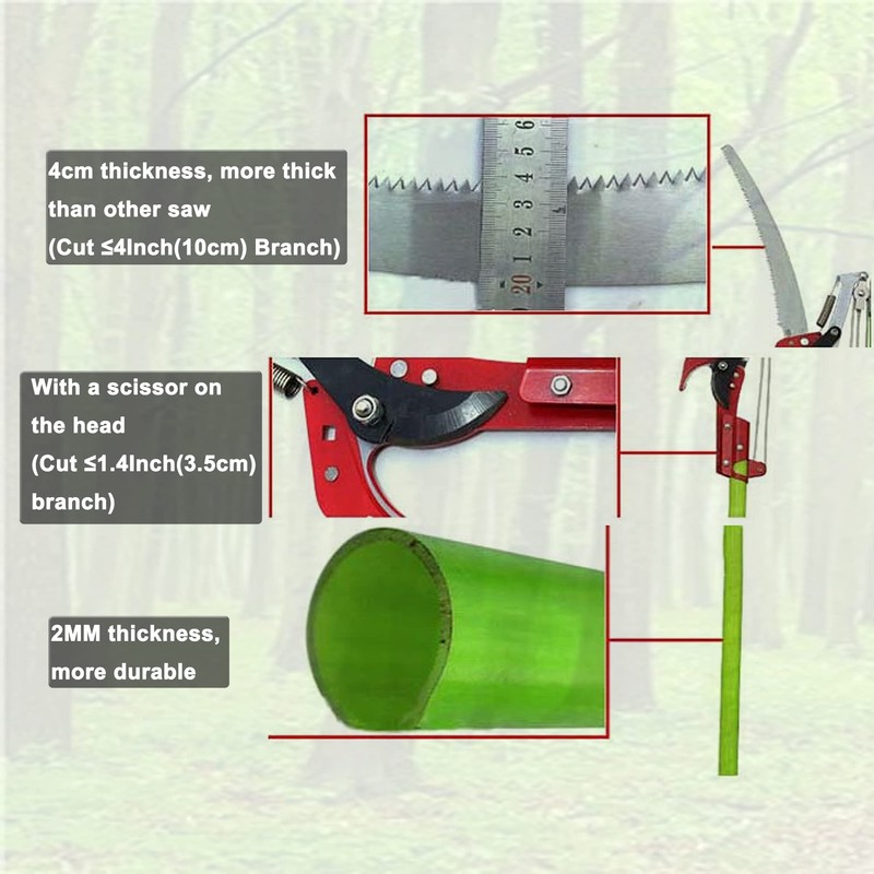 INTBUYING Manual Pole Saw, 7-26 ft Extension Tree Pole Pruner,