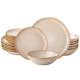 AmorArc Ceramic Dinnerware Sets,Handmade Reactive Glaze Plates and Bowls Set,Highly Chip and Crack Resistant | Dishwasher & Microwave Safe Dishes Set,Service for 6 (18pc)