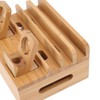 Bamboo Charging Station Multifunction 5 Ports Charging Station Rack for