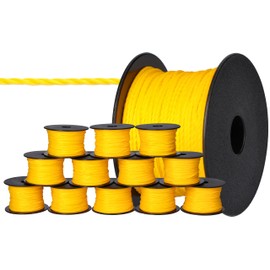 ToolSpace 12 x Mason's Cord Construction Cord, 50 m x 1.6 mm, Yellow, Polypropylene Silk, Guideline Cord, Plumb Cord, Thick Paving Cord, Durable and Tear-Resistant, Mason's Cord for Spirit Level