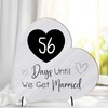 Wedding Countdown Plaque - Medium MDF Wood Heart-Shaped Keepsake -