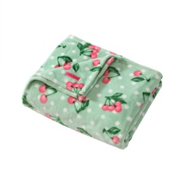 Betsey Johnson - Throw, Ultra-Soft Plush Blanket, Ideal for Couch, Bed, or Lounges (Cherry Dots Green, 50" x 70")