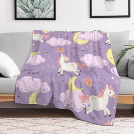 Unicorn Blanket Cuddly Blanket Children Girls Fluffy Blanket Flannel Fleece Blanket TV Blankets Sofa Blanket Microfibre Couch Blanket Easy Care Warm Cosy Durable (130 x 150 cm)