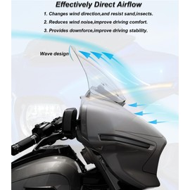 10" Wave Windshield Windscreen Wind Splitter fits for Harley Davidson CVO Street Glide FLHXSE 2023-up, Street Glide FLHX 2024-up, FLHXU 2025-up (Clear)