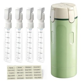 Leak Proof Travel Bottles 4 Pack 30ML, Refillable Toiletry Containers with Scale & Label, Clear Portable Dispenser for Shampoo Conditioner Lotion Cream Body Wash(Green)