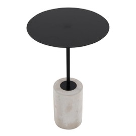 LumiSource Symbol Side Table, Black Accent Table, Marble End Table, Round Side Table, Small Side Table for Small Spaces, Couch Side Table, Living Room End Tables