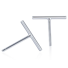 MicLee Simple Women's Stud Earrings 925 Sterling Silver Bar Bar Stud Earrings with Gift Bag Super Christmas Gift, Silver, Cubic Zirconia