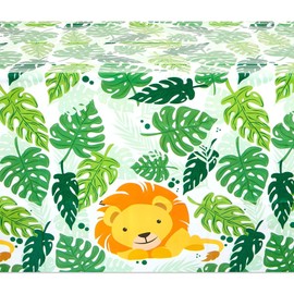 BLUE PANDA Plastic Lion Tablecloth for Safari Birthday Party Decorations (54 x 108 in, 3 Pack)