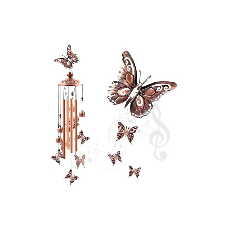 IYARA CRAFT Butterfly Wind Chime, Copper Wind Chime, Lucky Butterfly