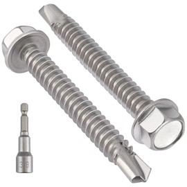 VGBUY VGBUY 25Pcs #14 x 3 Self Drilling Screws for Metal,410 Stainless Steel Self Tapping Screws,Sheet Metal Screws,Quick Metal Tapping,Hex Washer Head