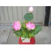 Plastic Artificial Lotus Flower with White Square Procelain Pot