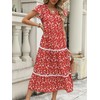 Summer Bohemian Floral Dresses for Women Casual Lace Tiered Long