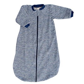 Lilano, Sleeping Romper Sleeping Bag with Sleeves, 100% Wool Terry Fleece (kbT) (74-80, Marine Rimed), Navy (navy striped)