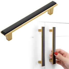 BEROSSA Black and Gold Cabinet Pulls Matte Black and Gold Kitchen Cabinet Handles, 10 Pack 5 Inch, 2281 Two Tone Hardware for Cabinets Drawers Bedroom Dresser Cupboard Bathroom Vanity