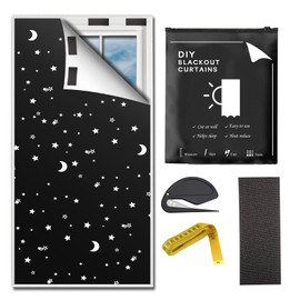 Blackout Blinds, 300x145cm Stick On Temporary Curtains, 100% Blackout Fabric for Windows, Portable Cut to Any Size for Nursery, Travel and Bedroom, Sleep Enhancing (Star Style)