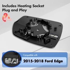 SNEMEEY Compatible with Ford Edge Driver Side Mirror Glass 2015 2016 2017 2018 - Left Side Mirror for Edge Replacement Glass, with Backing Plate and Rear Holder, Heated, Chrome