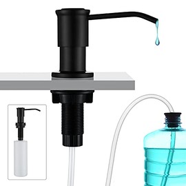 CREA Kitchen Soap Dispenser Countertop Soap Dispenserfor Kitchen Sink Black Built in Sink Soap Dispenser Top Fill Deck Mount Dispenser for Bathroom ​with 39" Tube Large Capacity 17 OZ Bottle