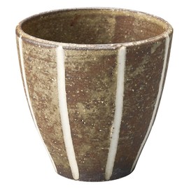 Marui Pottery MR-3-4499 Shigaraki Ware Hechimon Tea Cup, Capacity Approx. 7.8 fl oz (220 ml), Line, Brown
