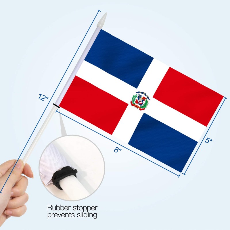Anley Dominican Mini Flag 12 Pack - Hand Held Small