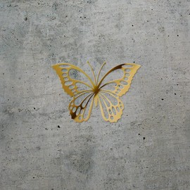 Decal Stickers of Butterfly Silhouette (Metallic Gold) (Set of 2) Premium Waterproof Vinyl Decal Stickers for Laptop Phone Accessory Helmet Car Window Mug Tuber Cup Door Wall - ANDsticd47805GO