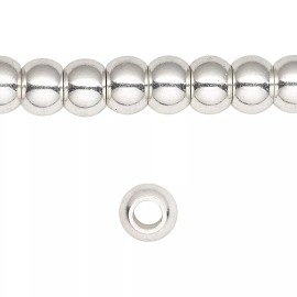 Platinum 1 Strand Silver Plated Finished Brass Pony Beads 8x6mm Large Hole *
