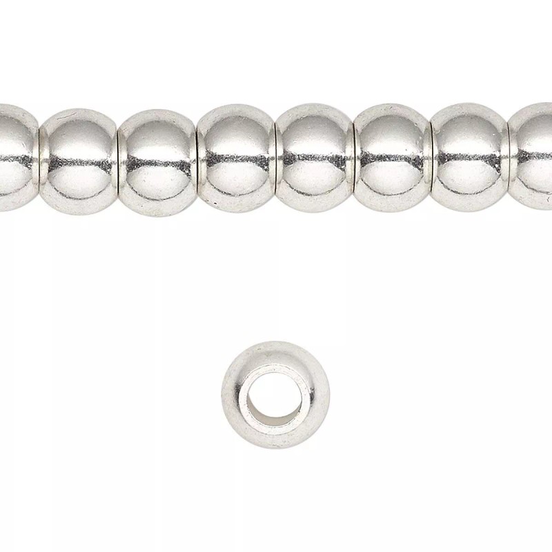 Platinum 1 Strand Silver Plated Finished Brass Pony Beads 8x6mm