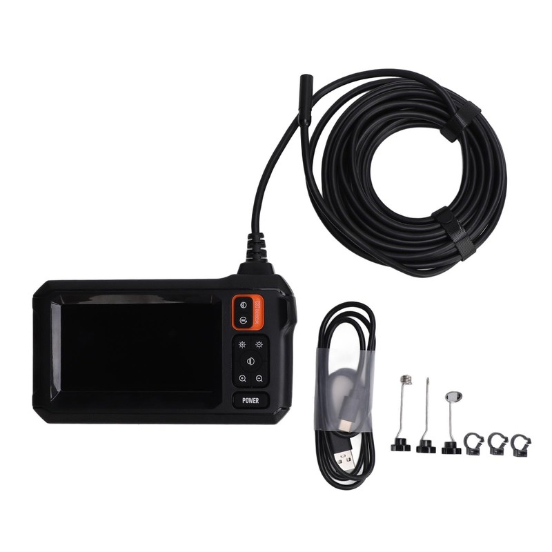 HD 8mm Lens Industrial Endoscope with 4.3in IPS Screen, 16.4ft