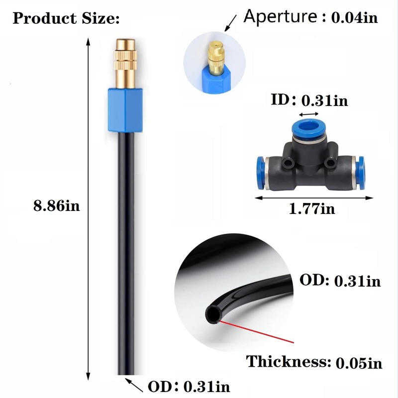 Atomizing kit,360 Degree Adjustable Copper Sprayer atomizing System,8/11mm(ID/OD) trubing Watering