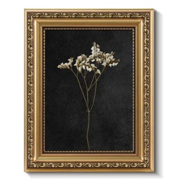 ARPEOTCY Vintage Gold Framed Wall Art, Retro Dark Dried Wildflower Paintings, 8x10 inch Small Canvas Prints Artwork with Frame, Classical Victorian Wall Decor for Living Room Bathroom Bedroom Shelf
